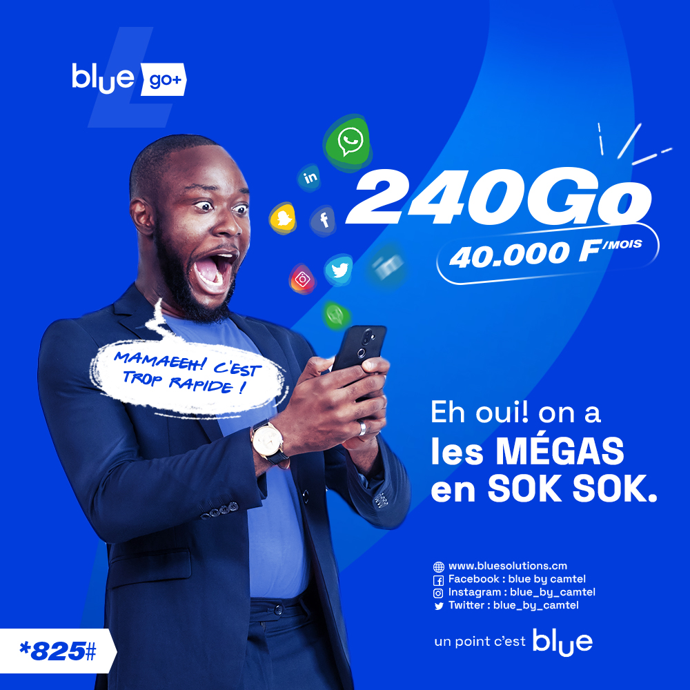 blue_by_camtel's tweet photo. Tapez *825*5*1*3*16# et activez le forfait Blue Go + L à 40.000Fcfa, pour 240 Go valables pendant 30 jours.
#BlueGoPlusL #LifeIsBluetiful https://t.co/bYNwM2SR3g