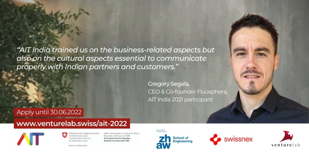 venturelab_ch's tweet photo. Are you ready for one of the world's most exciting emerging markets? Follow the success of entrepreneurs like Gregory Segala of @FluoSphera!
Apply to be one of 10 Swiss "Scientrepreneurs" who will challenge their lab idea on the Indian Market: https://t.co/ObCZSZvEbc
#AITindia https://t.co/UcK6Mp2FVf