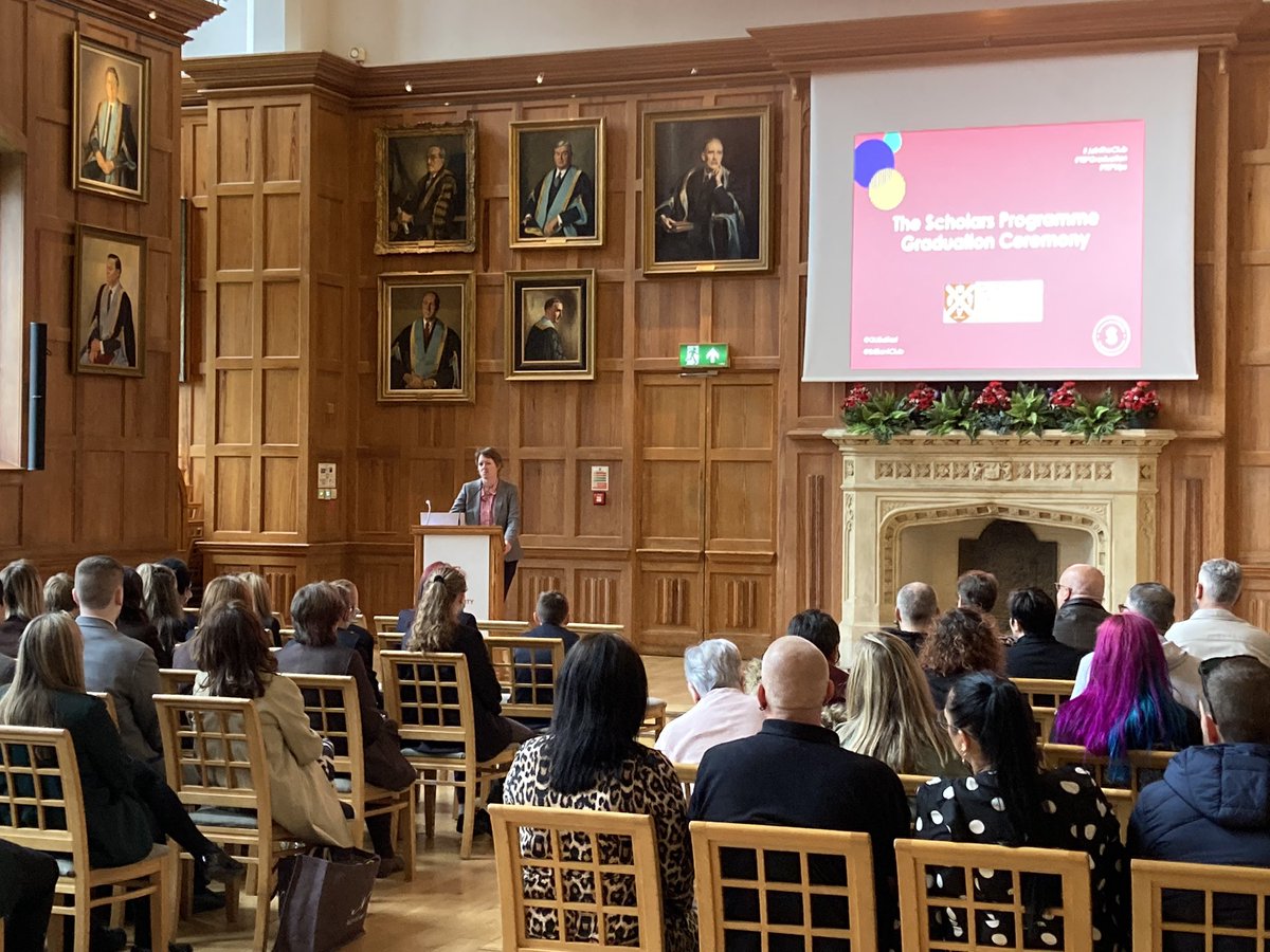 GregScannell07's tweet photo. It’s #Celebration time! Professor Helen McCarthy is delivering a fantastic keynote to learners & family members in attendance! She’s explaining the importance of research & how learners can go on to be the future of research! #TSPGraduation #JoinTheClub @QUBelfast @BrilliantClub https://t.co/BIbVxH71gP