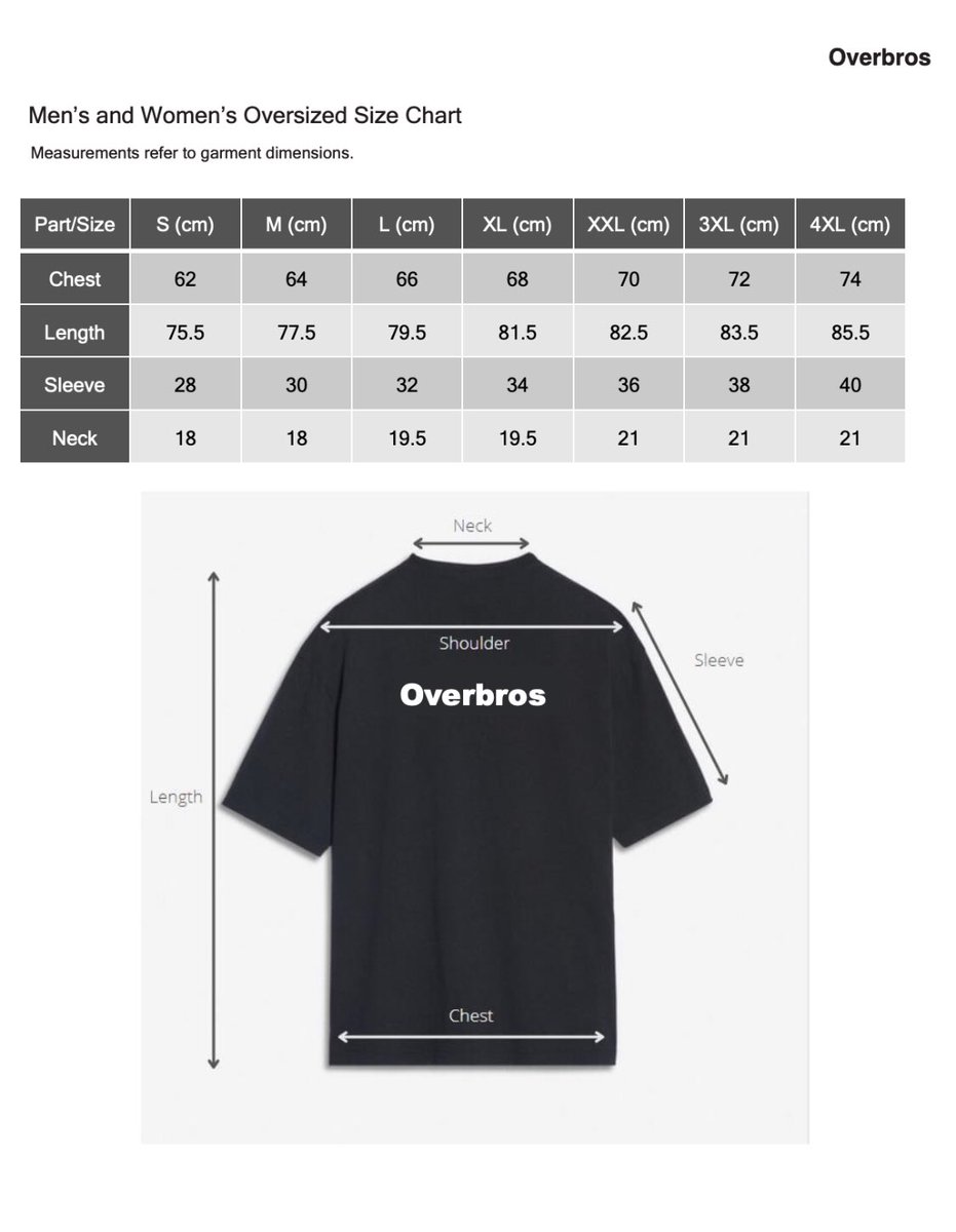overbros_'s tweet photo. Ada size dari S sampai 4XL, so maknanya org yg berat 100kg ke atas pun boleh, refer size chart bawah ni hehe 😉 https://t.co/9xSZ1JcT3W