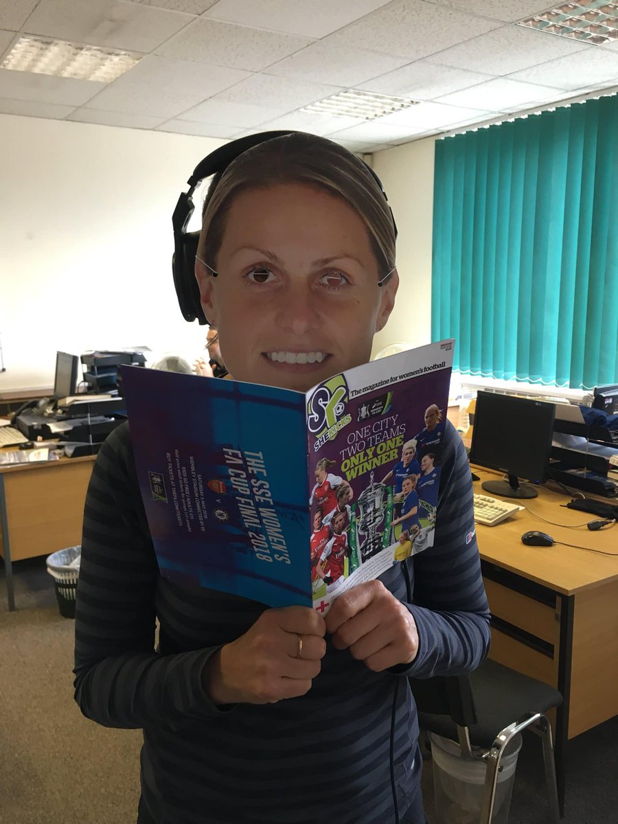 SheKicksMag's tweet photo. Itβs #WomensFACupFinal weekend! Here was none other than Kelly Smith (honest π€) spotted in the #SheKicksMagazine office with our special cup-final issue in 2018 π https://t.co/VLJvHrUMtK