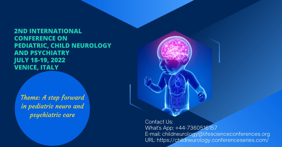 Register yourself and confirm your participation in 2nd International Conference on Pediatrics, Child Neurology and Psychiatry scheduled for July 18-19, 2022 in Venice, Italy.
#pediatrics #psychology #psychiatry #childneurology
lnkd.in/eUZNvkvw
<a href="/Uwagbaejosh/">Follow Follow Carb</a> <a href="/vatkar_amit/">Dr. Vatkar Amit Pediatric Neurologist</a>