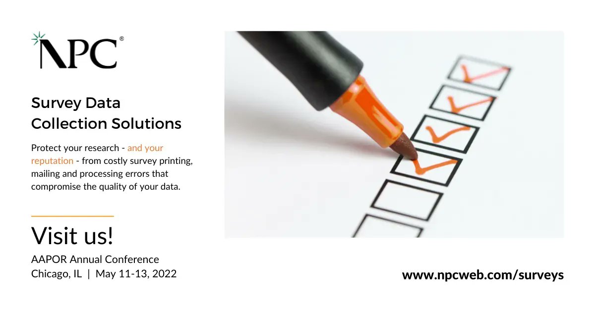 NPCinc_'s tweet photo. What a wonderful week at #AAPOR, coming together at such a successful event!
 
@NPCinc_ is dedicated to your ongoing success and growth as a partner in data collection. Visit our booth (#117) on this final day of the conference to chat. https://t.co/uKWbnKnfnt