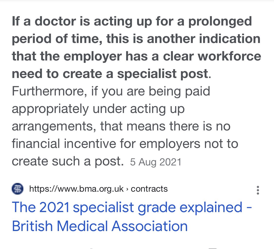 Acting up clause in new specialist contract. If you think you are already working as a specialist then talk to your employers. This means there is a need for them to create a specialist post. Have these conversations. Thanks @aakochhar @AoMRC @FSRH_UK @RCSnews #SASByChoice