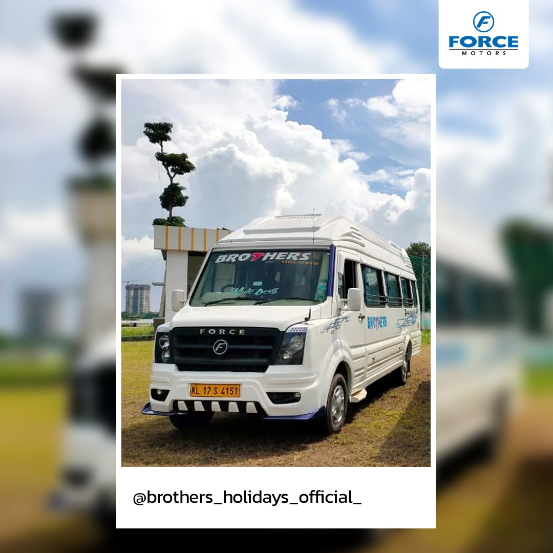 ForceMotorsFML's tweet photo. Travel in style with Force Motors​ 
@brothers_holidays_official_ 
.
.
Send us pictures #Traveller and get featured on our page.

#ForceMotors #ForceMotorsLimited #FML #FlattenTheCurve
#IndiaFightsCorona
#StayHome #forcemotors #force
#forceindia #Traveller https://t.co/8iUqxPVkSS