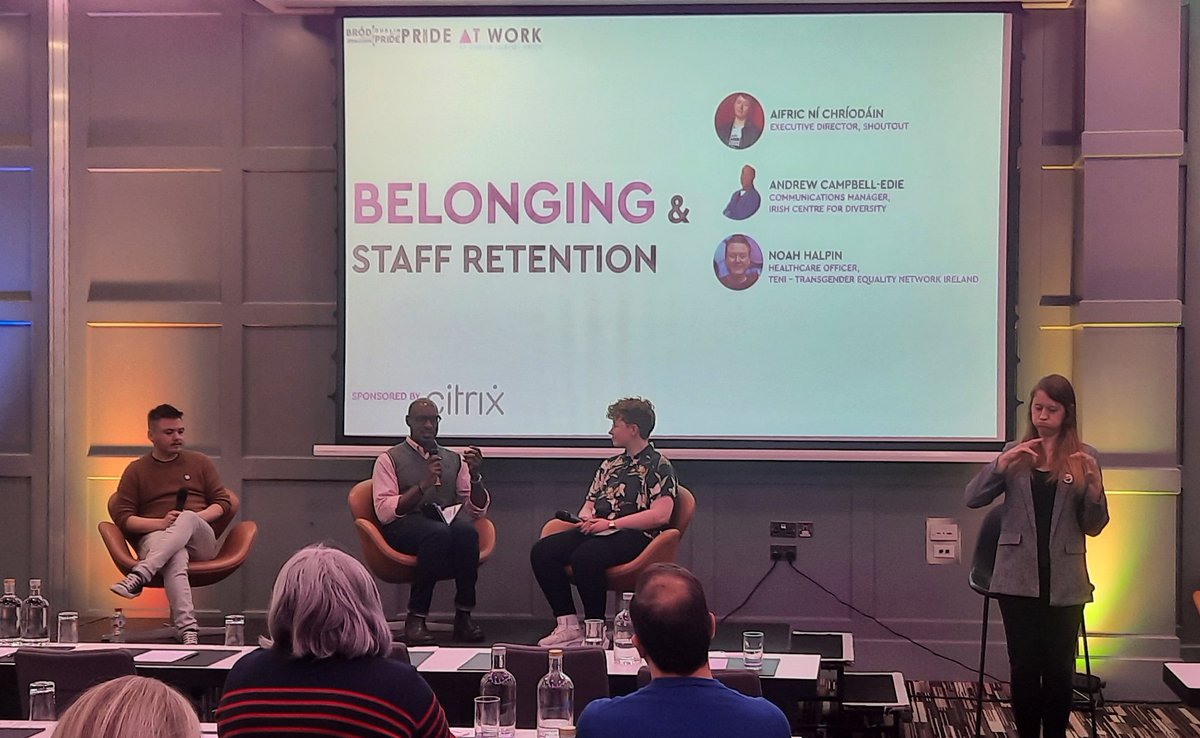DublinPride's tweet photo. Belonging & Staff Retention with @ShoutOut_IE, @TENI_Tweets & @ICFDiversity. Sponsored by @citrix 💼🌈
#prideatwork22 https://t.co/NbPsjH1tUs