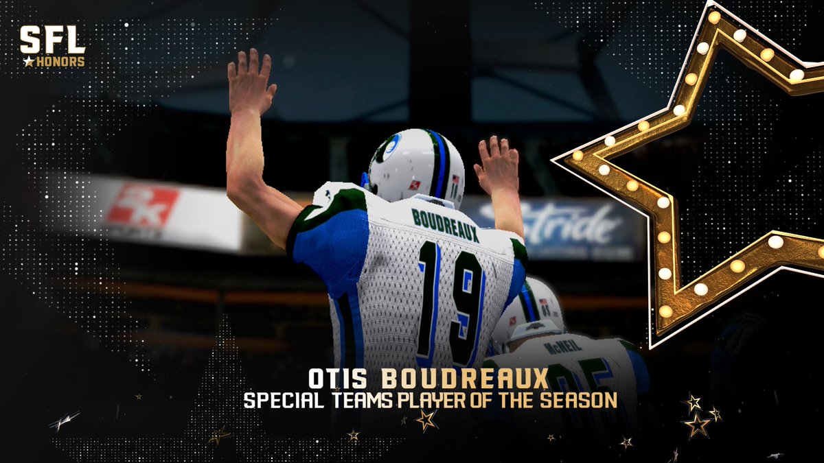 SFLRevolution's tweet photo. 🔥HE DID IT AGAIN🔥

@OtisSfl brings home the Special Teams Player of The Season award for the 2nd consecutive season. Otis set the @simulationfl single season for field goals made (35) in a season. Congratulations Mr. Boudreaux!! #RevUp #RecordBreaker #Repeat https://t.co/wJVOPx0iMU