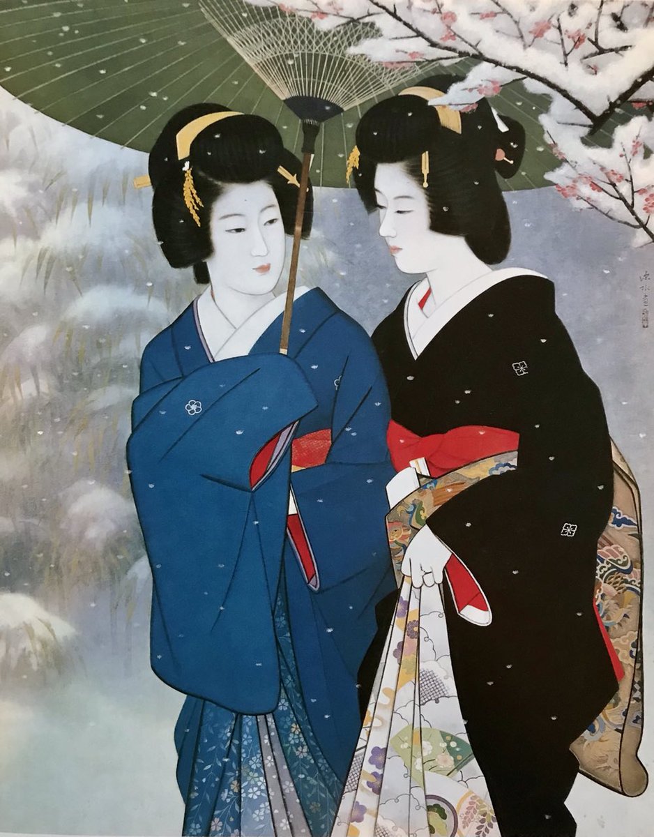 azukimuseum's tweet photo. 55 #伊東深水 #Azukimuseum
14歳の初入選から既に50年、日本芸術院会員、日展の理事、審査員など地位も名声も確立した深水64歳のときの三部作のうちの雪。
伊東深水
雪の夕(雪月花三部作の雪)
1962年 https://t.co/FFqNvgK8Lv