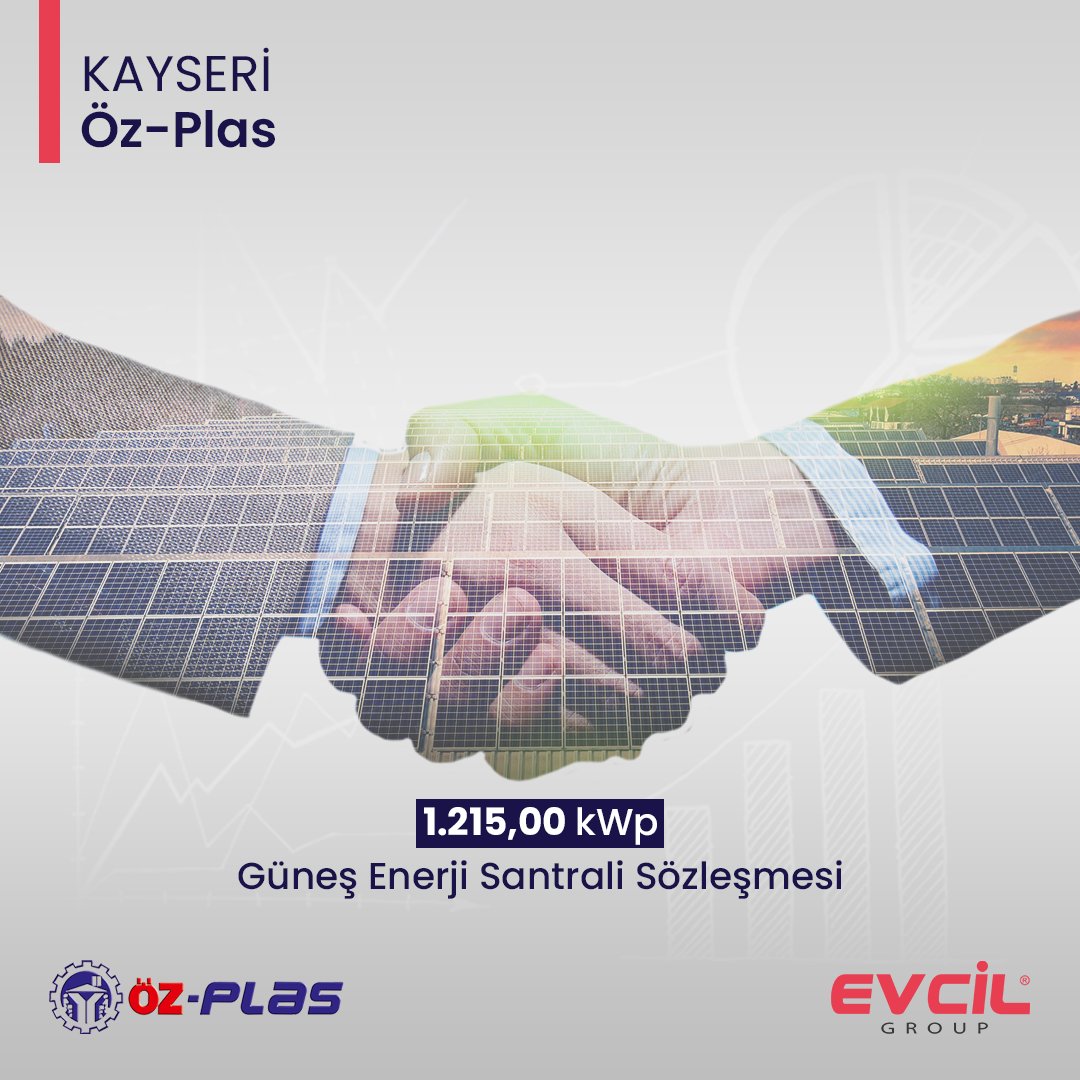 Evcilgroup's tweet photo. Öz-Plas ile yapmış olduğumuz 1.215,00 kWp gücündeki Güneş Enerji Santrali Sözleşmesi ile 836.892 ton karbon salınımı engellenerek yıllık 2.036 ağaç kurtarılacaktır. ♻️🌱
Hayırlı uğurlu olsun.

#EvcilSolar #EvcilSolarEnerji #EvcilGroup #gunesenerjisi #güneşenerjisi #solarenerji https://t.co/gosGv3Gmz1