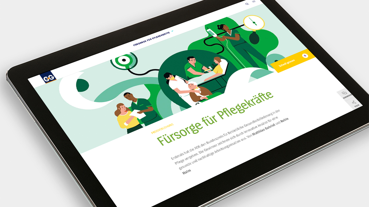 _GGDigital's tweet photo. Gesundheit von Pflegekräften erhalten: Welche innovativen Ansätze in der Arbeitsorganisation #Pflege die #AOK mit dem Bundespreis für #BGF ausgezeichnet hat, berichten Robin Halm und @MatthisGabriel #PflegeKräfteStärken @AOK_Politik. https://t.co/rFs5yUrkgW https://t.co/NNLZ48BEyM