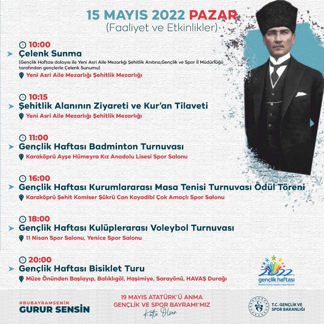 GSB_Sanliurfa's tweet photo. Bu hafta biz gençlerin.. #genclikhaftası kapsamında 15 Mayıs 2022 Pazar günü yapılacak olan etkinliklerimize davetlisiniz 👏🙏.. @kasapoglu @gencliksporbak https://t.co/E3PZ2aNQza