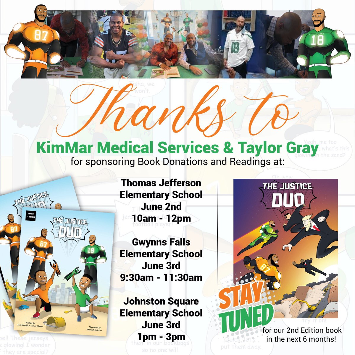 BeardTavon's tweet photo. @MayorBMScott Good morning @MayorBMScott check out @tmason18 & @NFLTE82 for their #readingtour the first week of June at three different elementary schools in the city #TheJusticeDuo @NFLPAFmrPlayers @Ravens https://t.co/cmkz8act3R