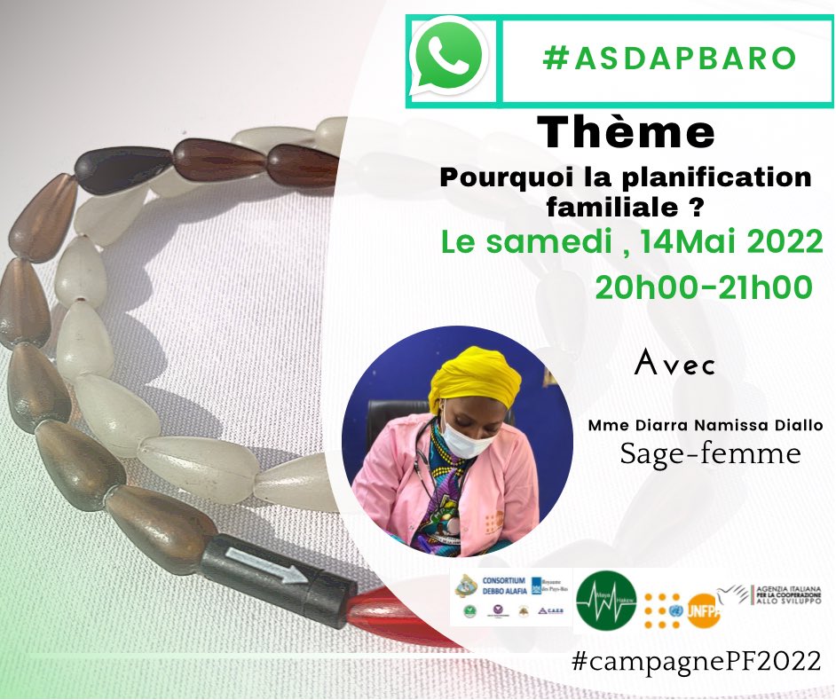 asdapmali's tweet photo. Pourquoi la planification familiale ?
Êtes-vous intéressé par les réponses d’un spécialiste ? 
Notre rendez-vous habituel sur wathsapp est ce samedi 14 Mai à 20h00. Pour y participer contactez-nous en inbox ou en commentaire . @Unfpamali #calpagnepf2022 @RJASRPFMALI @MaliAfriyan https://t.co/8VVkFz7eMo