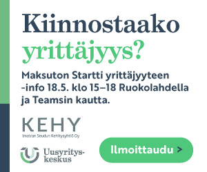 Startti yrittäjyyteen -info ke 18.5. klo 15 Ruokolahdella ja Teamsin kautta. Ilmoittaudu viimeistään su 15.5.. 
#yrityksenperustaminen #Starttiyrittäjyyteen  #Kehy #Uusyrityskeskus
suknestor.fi/ilmoittaudu/St…