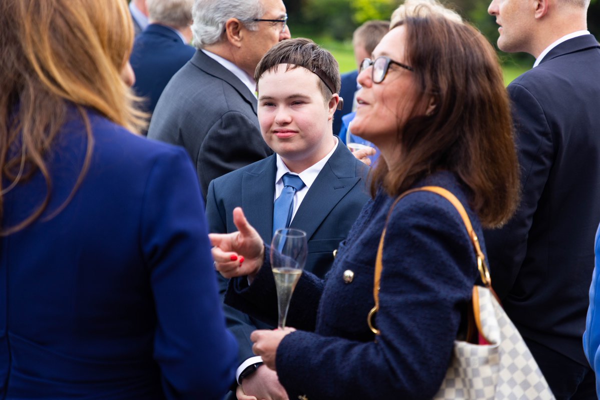 NDSPolicyGroup's tweet photo. Sam &amp; mum @VickyBrackett chat to Minister for Health &amp; Social Care @GillianKeegan 
Gillian's nephew has Down syndrome &amp; has personal understanding of the specific issues he &amp; others face The #DownSyndromeAct is a welcome milestone in recognising &amp; addressing their specific needs. https://t.co/3U86xivexK