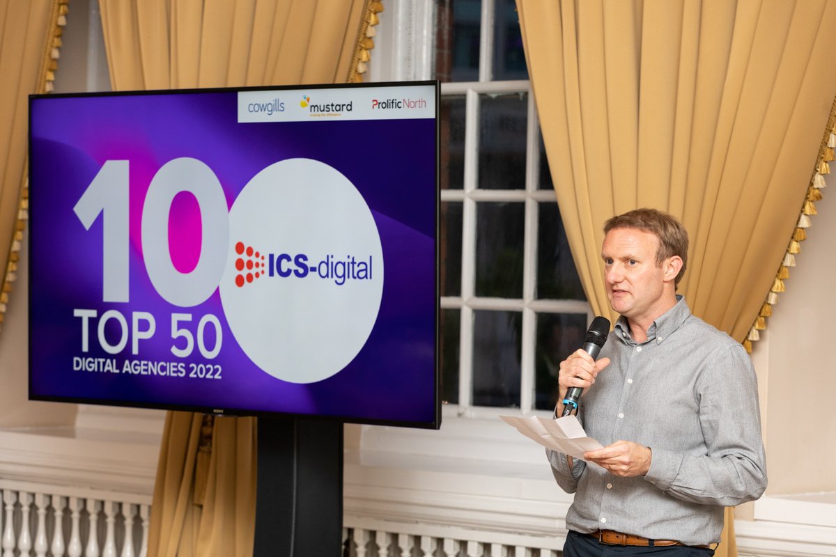 ProlificNorth's tweet photo. We are excited to finally share the full Top 50 Digital Agencies 2022 list! 

Thank you to our sponsors @Cowgills and everyone that joined as at Manchester Hall yesterday for the big reveal.

And a big congratulations to all who made it, and in particular the Top 10: https://t.co/a7EBrundmf