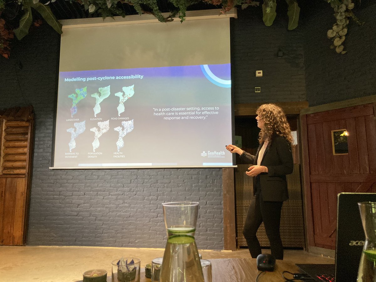 HeadSmartFellow's tweet photo. Wow, what an incredible presentation from @FleurHierink a health geographer on using geo-spatial data to model accessibility to health services post cyclone in Mozambique! 

Unfortunately something that will be needed more &amp; more with this #climatecrisis https://t.co/5uGFdtM4RW