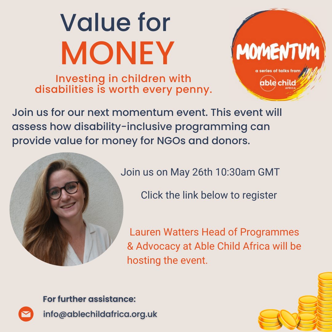 ablechilduk's tweet photo. Join us for our Momentum event on the 25th of May at 10:30am GMT.  This event will why investing in children with disabilities is so important for their futures. To find out more click the link to sign up:  https://t.co/06OZcigYn7 #empower#disabilityinclusion#weareallable https://t.co/zgnLVBKjyg
