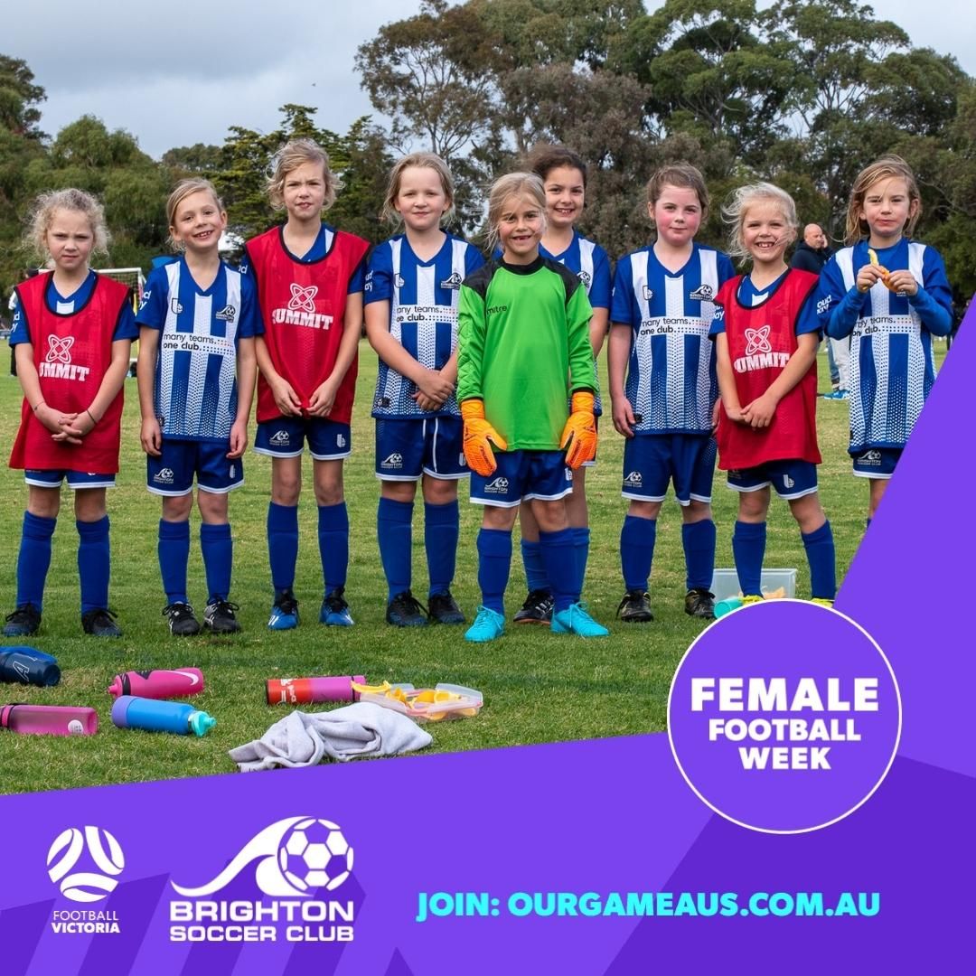 Brighton Soccer Club is proud to support Female Football Week. 
We celebrate Girls and Women who play, coach, referee and support our beautiful game!

#brightonsc
#manyteamsoneclub
#womeninfootball
#Footballherway
#FFW
#FFWVIC See less