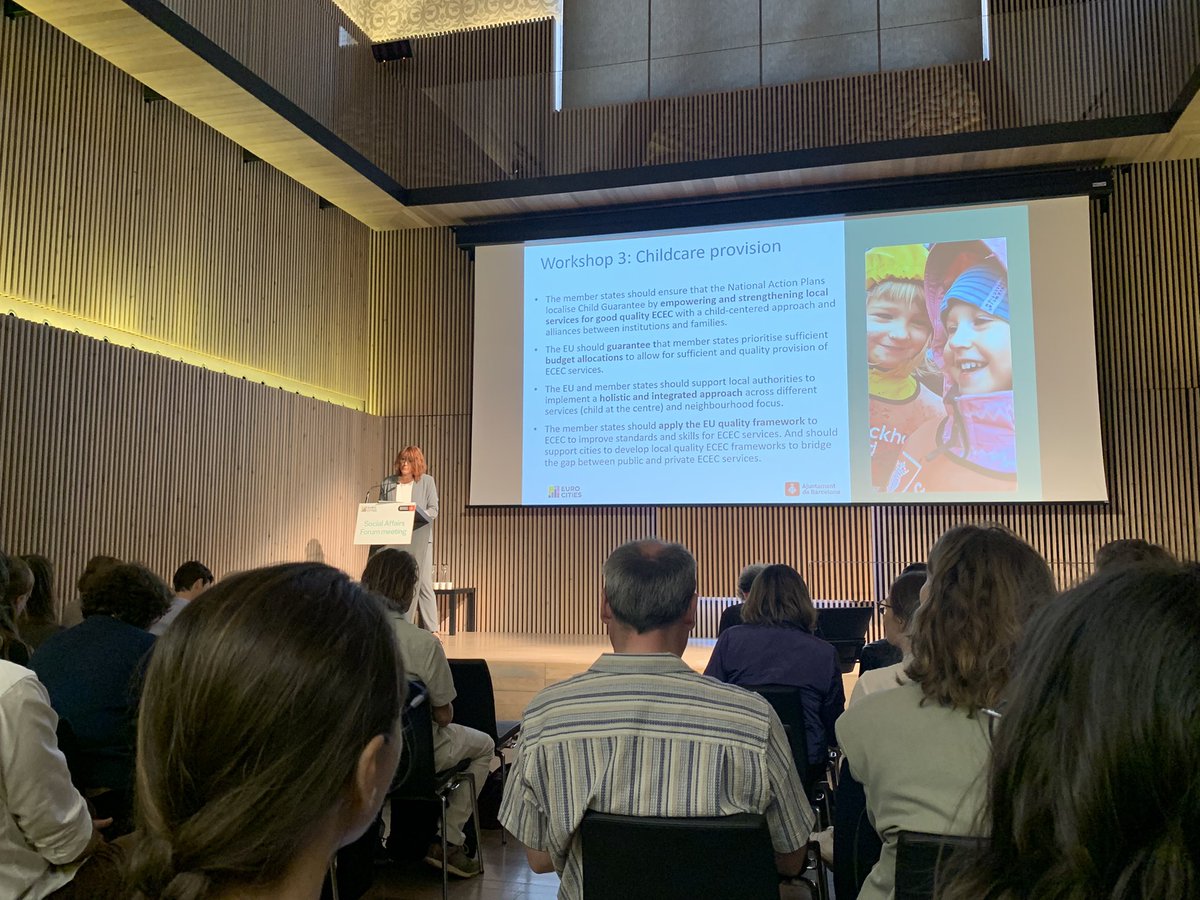 InstInfancia's tweet photo. Interesting workshop on childcare provision in cities + link to EU policy agenda #SAFBcn2022 #Inclusivecities4all @EUROCITIES https://t.co/1hZpashHSj