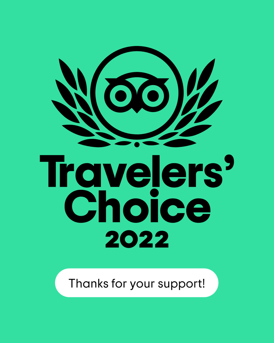 A Huge Thank You to all our wonderful guests as we've won a TripAdvisor Travelers' Choice Award for 2022! 
🥳🥳