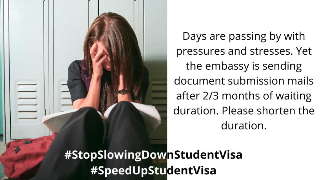 Tamanna2113's tweet photo. We were convinced with 12 months waiting period then then why the embassy is extending it now instead of shortening it! PLEASE PAY ATTENTION TO STUDENT VISA!
@GermanEmbassyBD 
@MdShahriarAlam
H.E.@GerAmbBD
@BDMOFA
@AKAbdulMomen
#SpeedUpStudentVisa
#StopSlowingDownStudentVisa https://t.co/ObgeZ7SBVA