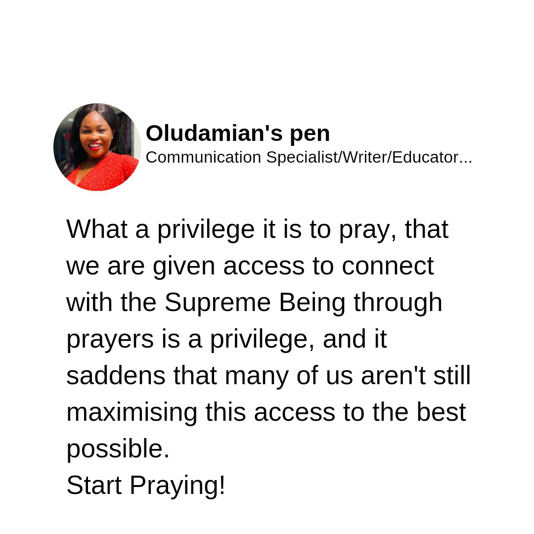 Oludamian_Pen's tweet photo. Start Praying.
#pray
#prayerlife
#prayerdriven
#prayeriskey https://t.co/ypxUkKhHxe