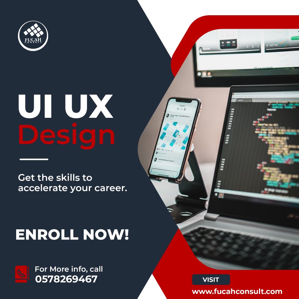 fucahconsult's tweet photo. Get proficient in building beautiful, appealing web and mobile interfaces (UI) today.

Take advantage of the in-depth courses we provide you at FUCAH Consult to upgrade your skills and set yourself up to becoming one of the finest developers in the industry. https://t.co/Eg7qe4kQQQ