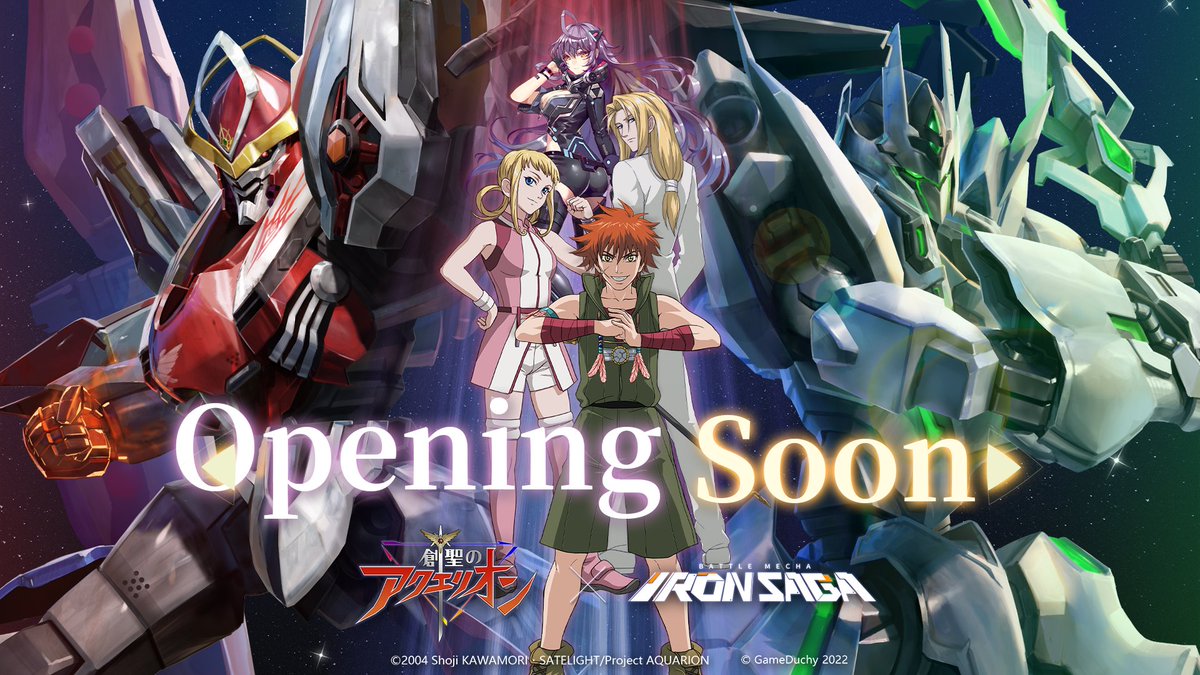 IronsagaEN's tweet photo. Genesis of Aquarion X Iron Saga collaboration opening soon! Please stay tuned!

🌈RT to spread the news and win 10-Draw Coupon *1 for 1 lucky commander!
#IronSaga #GenesisofAquarion 
#GenesisofAquarionXIronSaga https://t.co/bW8Uuit8aW
