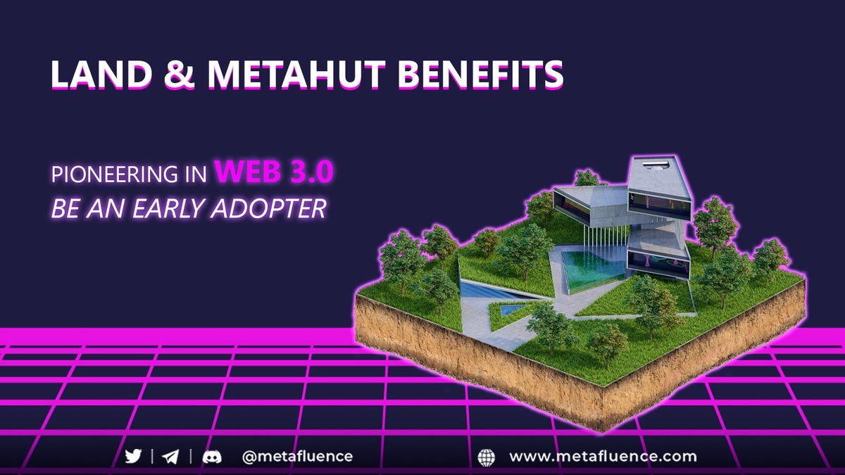 metafluence's tweet image. 🌐 In #Web3, all content you generate is more customizable and personalized than ever!

🌟 Owning a #LandPlot &amp;amp; #Metahut will enable you to become an early adopter of Web 3.0, the next generation of the #Internet.

👉 Learn more about the benefits: metafluence.com/properties/