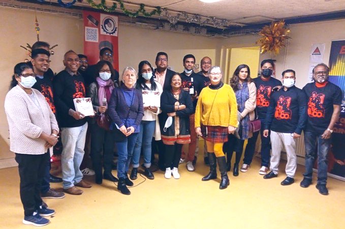 PLCBABU's tweet photo. A Pic taken in #Creteil #France during #Christmas2021,a joint event with @caritasfrance and #KamalHaasanWelfareAssociationFrance #KWAF association led by @gfranx on behalf of our beloved leader,
 #Docter @ikamalhaasan . 
The Tshirts were gifted to association members by @gfranx https://t.co/rATUbFdHkK