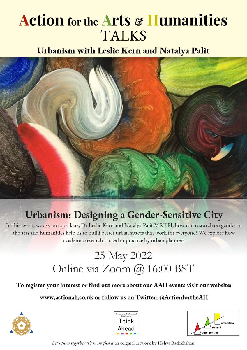 📢📢 ANNOUNCEMENT: Registration is open for our third AAH event ‘Urbanism: Designing a Gender-Sensitive City’ with <a href="/LellyK/">Lelly Kurniawati</a> &amp; <a href="/natpalit/">Natalya Palit</a>  👉 actionah.co.uk #urbanism #gender #phd #arts #humanities