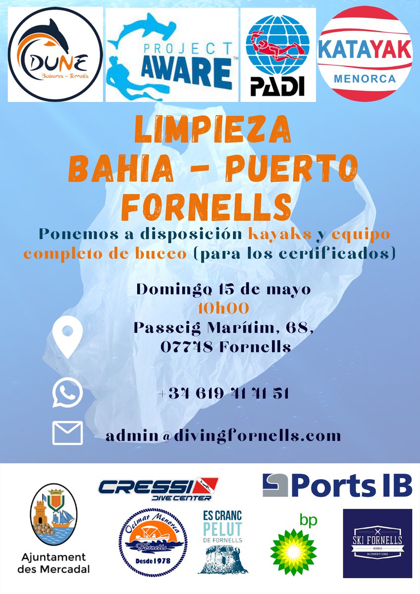 katayakmenorca's tweet photo. Limpieza de la bahía de Fornells,...kayaks gratuitos  y paella al final de la mañana!  os esperamos entre las 10 y las 14 hs. https://t.co/II3uH6G4pi