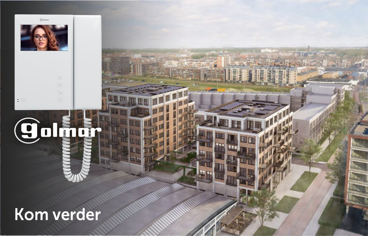 80 app. &amp; 75 studio’s vormen een natuurlijke overgang van Nieuw Delft naar Voorhof. Het gebied verandert van een voormalig bedrijventerrein naar een stedelijke plek waar het prettig wonen, werken &amp; recreëren is. 2 app. torens &amp; studio’s met #Golmar GTwin #deurcommunicatiesystemen
