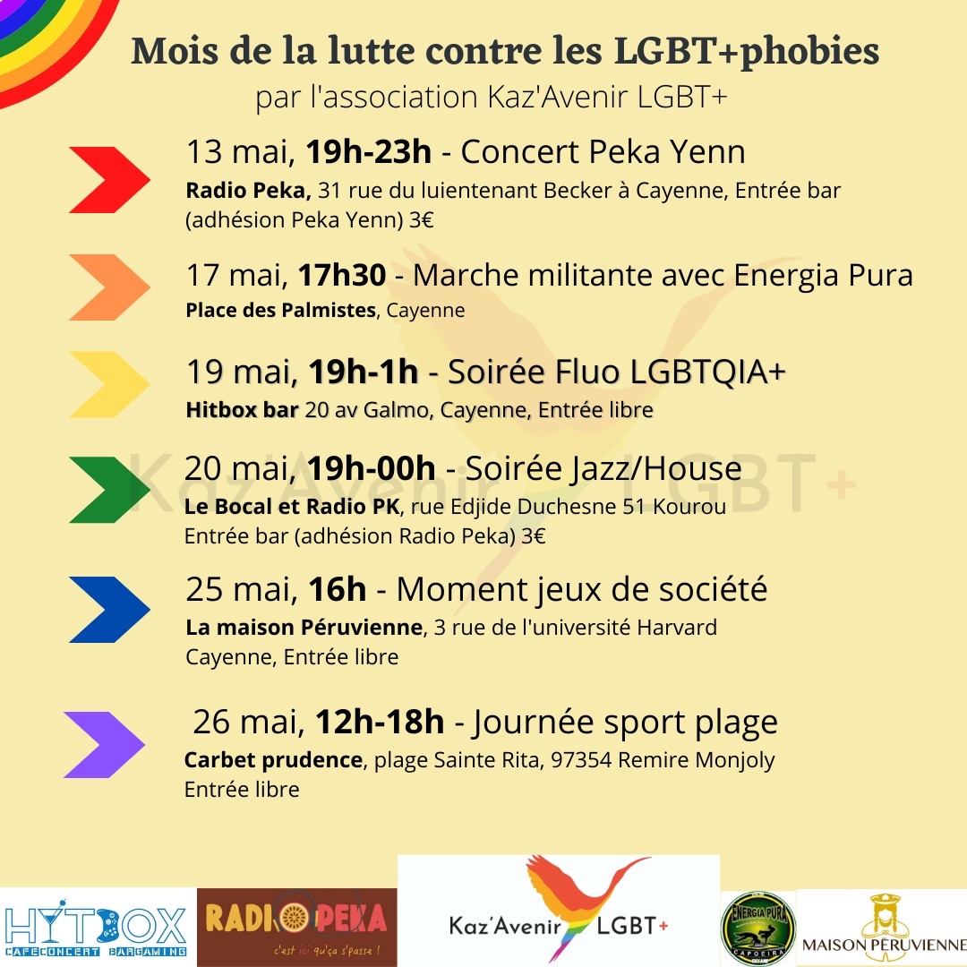 🏳️‍🌈Notre mois de lutte contre l'homophobie est officiellement ouvert ! 
🏳️‍⚧️Venez soutenir et lutter contre les LGBTphobie durant ce mois de mai ! 
A bientôt 😘
❤️🧡💛💚💙💜🤎🖤

 #lgbt #kazavenir_lgbt #pride #kazavenir #lgbtqia #lgbtpride #lgbtguyane #Pride