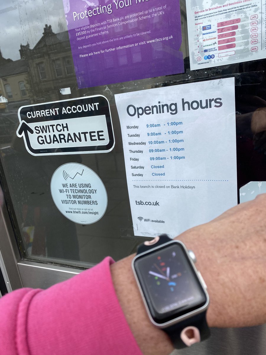 Absolutely fuming. Just been to TSB in Nelson. Got there at 12.45 and door is locked. A very ignorant staff member comes to door after 5mins to let somebody out and refuses to let me and another lady in cos they are closed! Sign says 1pm PRICK #knobhead <a href="/TSB/">TSB</a> #TSB #FUMING