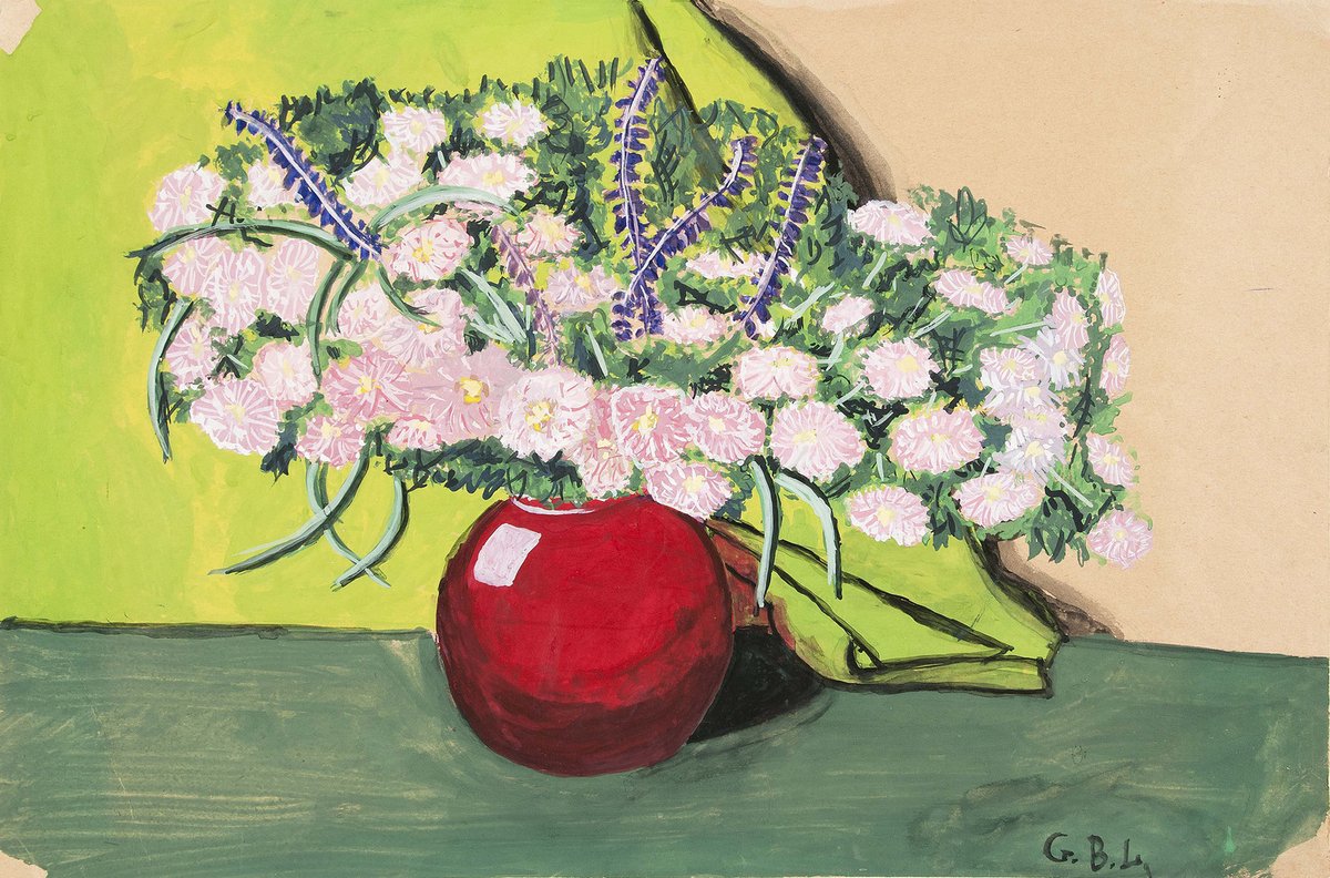 WoodmereArt's tweet photo. For this week's #FloralFriday, we give you an eye-catching arrangement, painted by Gilbert Lewis! 💐

--
Image: Untitled [Vase of flowers with green cloth], date unknown, by Gilbert Lewis (Gift of Eric Barton Rymshaw, 2017)

#WoodmereArt #GilbertLewis https://t.co/p7dLUpaBzu