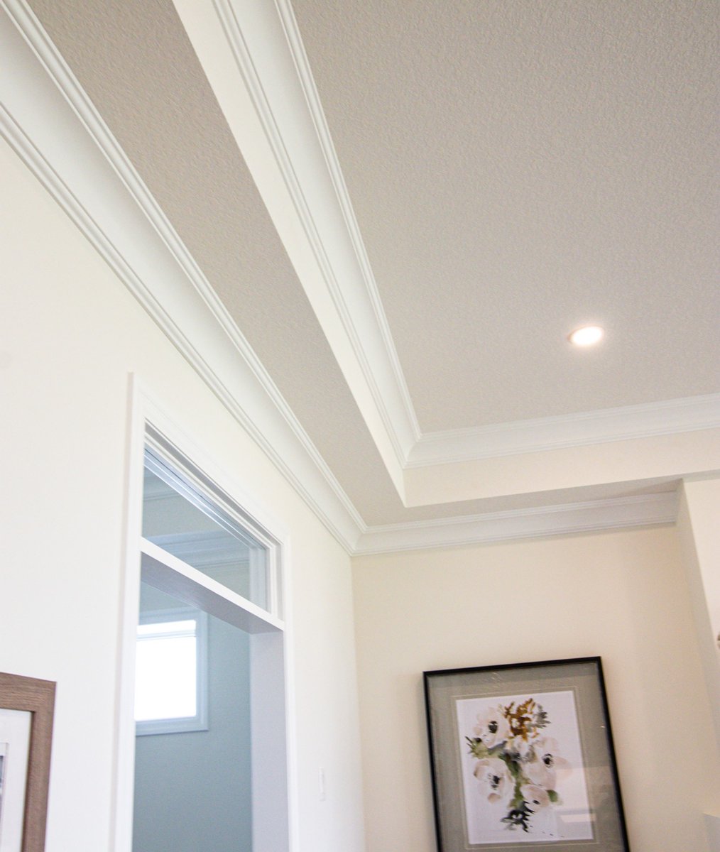 Two ways to make your space look larger:

👉Adding glass transom above a door or door way 

👉Adding a double tray ceiling to a common area 

#ceilingdesign #ceilingdesigns #glasstransom #door #home #doors #homestyling #homedesign #doubletrayceiling #cofferedceiling
