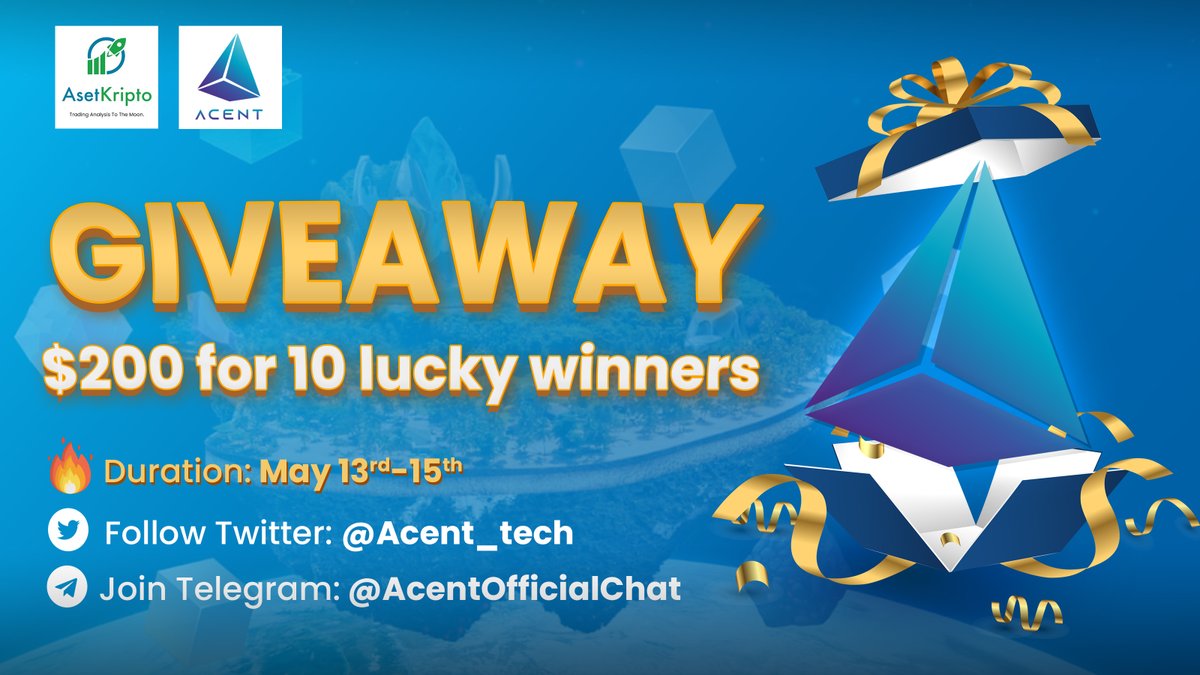 Giveaway!!!🔥🔥
#Acent #YourEarthDAO 

‌‌1️⃣Follow <a href="/Acent_tech/">Acent</a> &amp; Join Telegram t.me/AcentOfficialC… 🤝
2️⃣RT &amp; Comment with #ACE #Acent #YED #YourEarthDAO #Giveaway 🔔
3️⃣Tag 3 Crypto Influencers or friends 💨 

🔥$20 x 10 Lucky Winners
🔥Check winners on: t.me/AcentchannelID