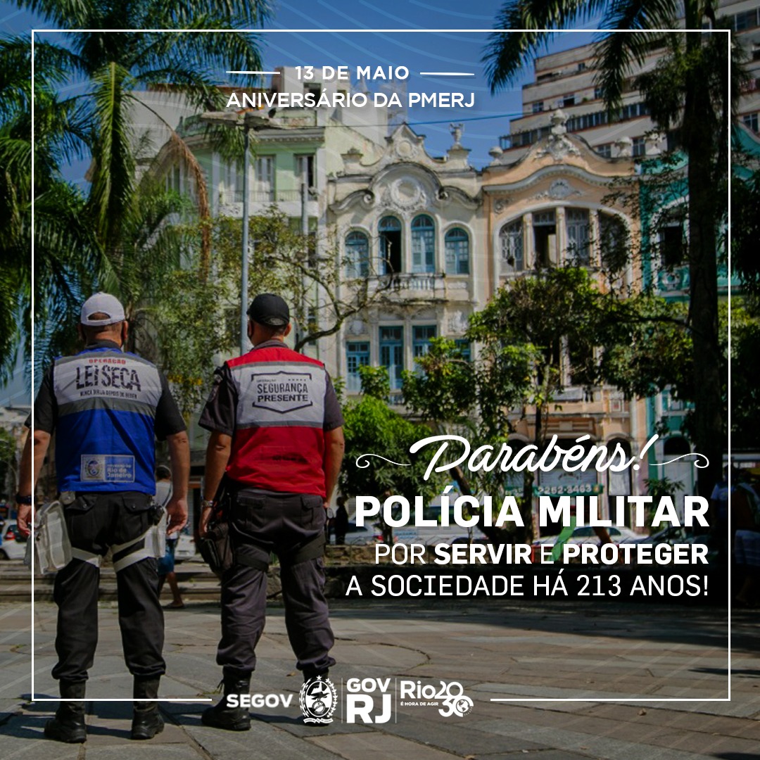 SegovRj's tweet photo. 👮🏽‍♂️ A Polícia Militar do #RJ está completando 213 anos. 

Parabenizamos todos os policiais que trabalham diariamente para garantir a segurança e o bem-estar da população. 

Temos orgulho de poder contar com esses profissionais na #Segov! 💙

#DiadaPolíciaMilitar #policialmilitar https://t.co/ta85s6MGuD