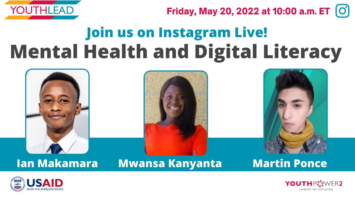 youthleadglobal's tweet photo. It’s well known that with increased online use comes the risk of #digitalharm to #youth. Join 3 YP2LE Digital Youth Council members on May 20 at 10 a.m. ET for an Instagram Live covering #MentalHealth and digital literacy. #HereWithYOUth https://t.co/TGaV8H8oY0 https://t.co/kOUbWtqMRY