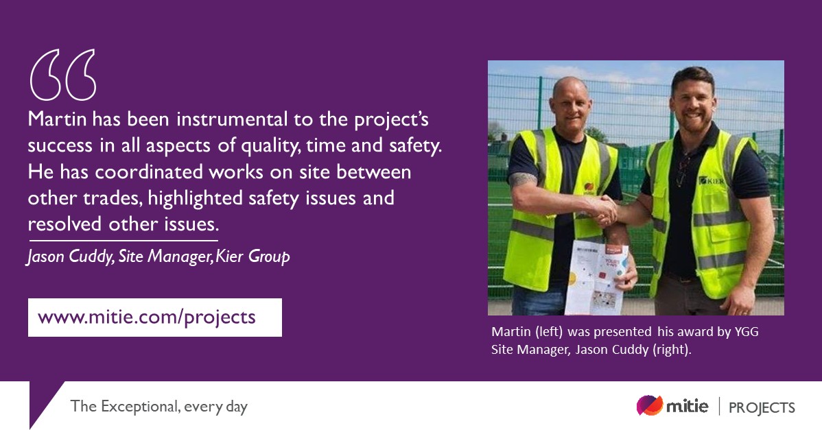 MitieProjects's tweet image. Well done to Electrical Supervisor, Martin Lloyd, who received a Subcontractor Safety Award at Ysgol Gyfun Gwyr, from Principal Contractor, @kiergroup. Martin was recognised for his commitment to health and safety throughout the refurbishment project. #TheExceptionalEveryDay