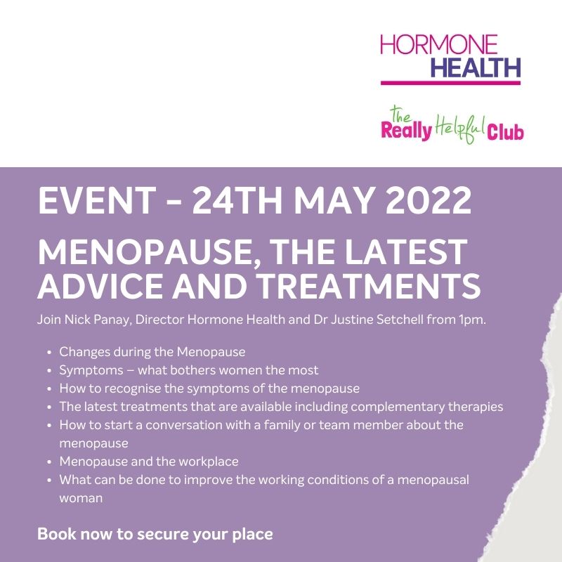 Get the latest advice on treatments for Menopause from Hormone Health's Prof Nick Panay and Dr Justine Setchel. Book your ticket now for the Really Helpful Club event on 24th May. 

my.mtr.cool/lmdtubrxmu

#menopausematters #menopauseawareness #womenshealth