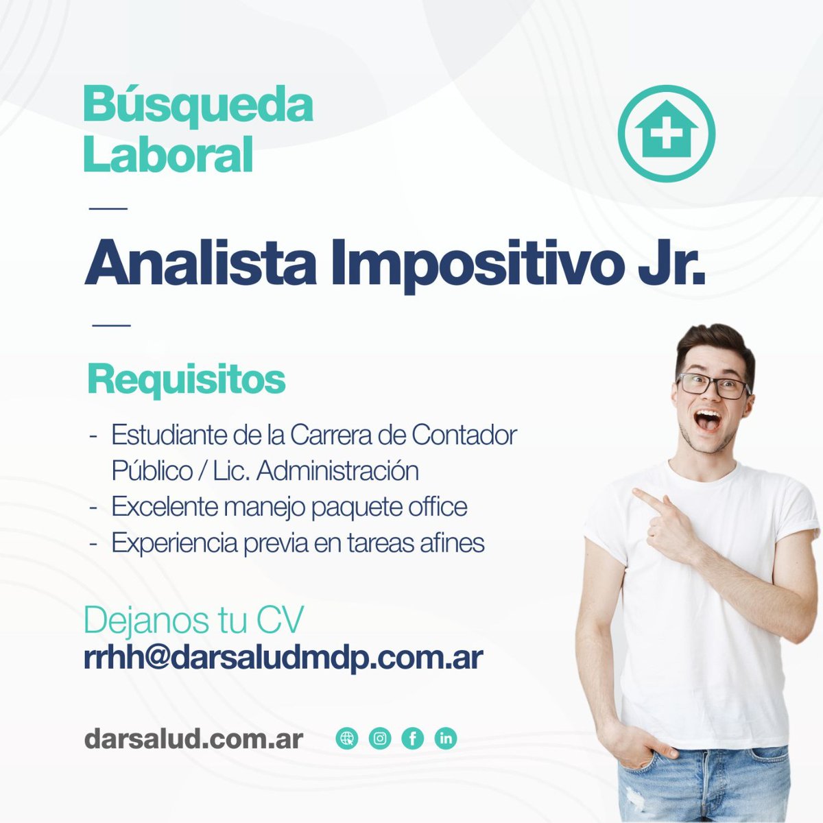 👉🏼Dar Salud Internación Domiciliaria se encuentra en la búsqueda de una persona para cumplir funciones de analista contable impositivo.