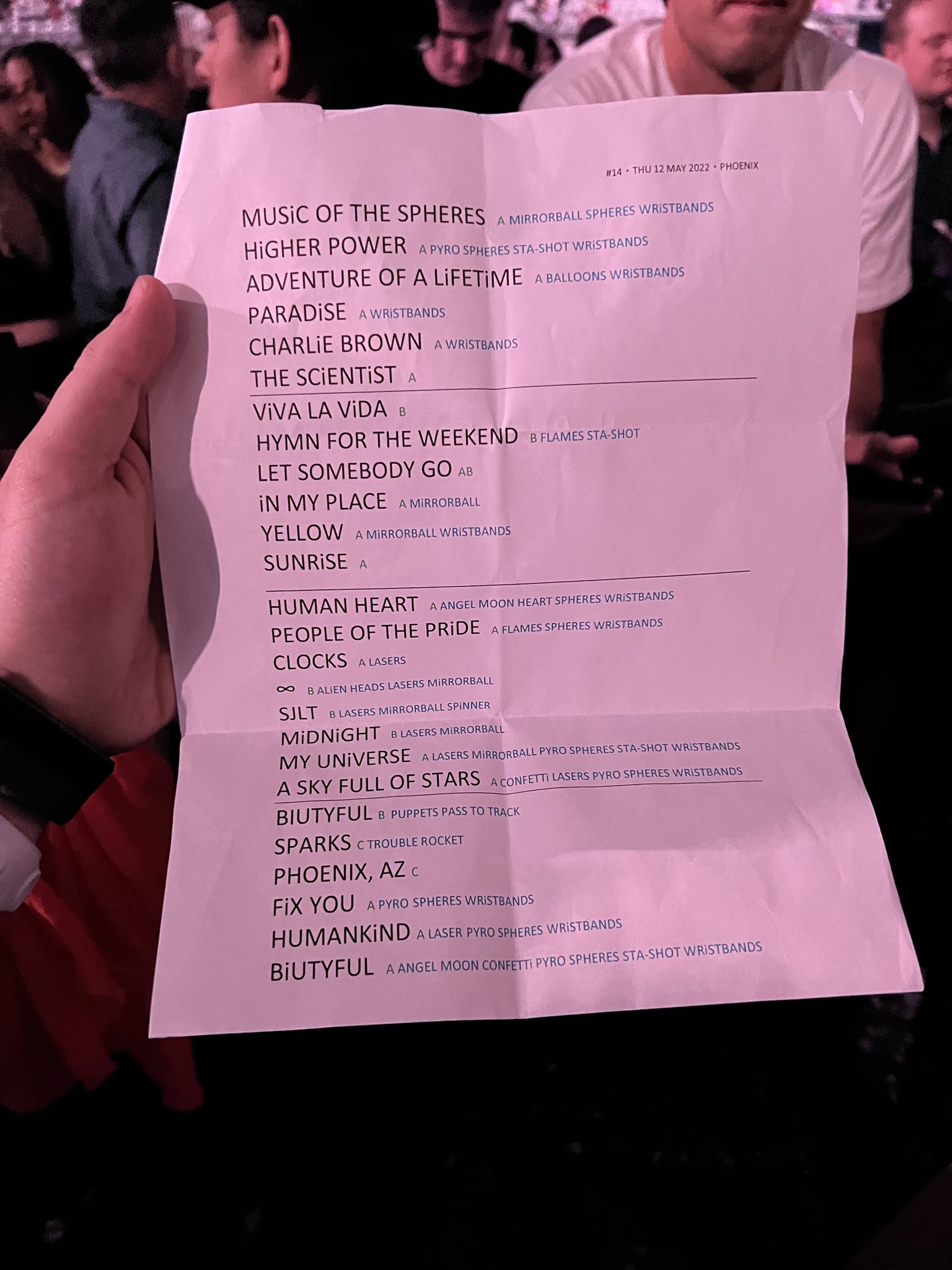 Coldplay Colombia 🇨🇴 🚀🌌 on Twitter "Setlist de anoche en Phoenix 🇺🇲