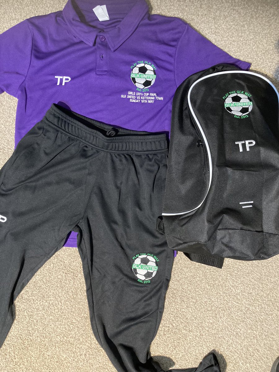 PromoPrintNton's tweet photo. We are delighted to be able to sponsor GLK United girls under 10’s for their cup final this weekend. They are going to look the part in their arrival kit. Good luck girls ⚽️🏆 #GLK #girlsfootball #cupfinal #embroidery #personalisation https://t.co/HLrrsB9Yov
