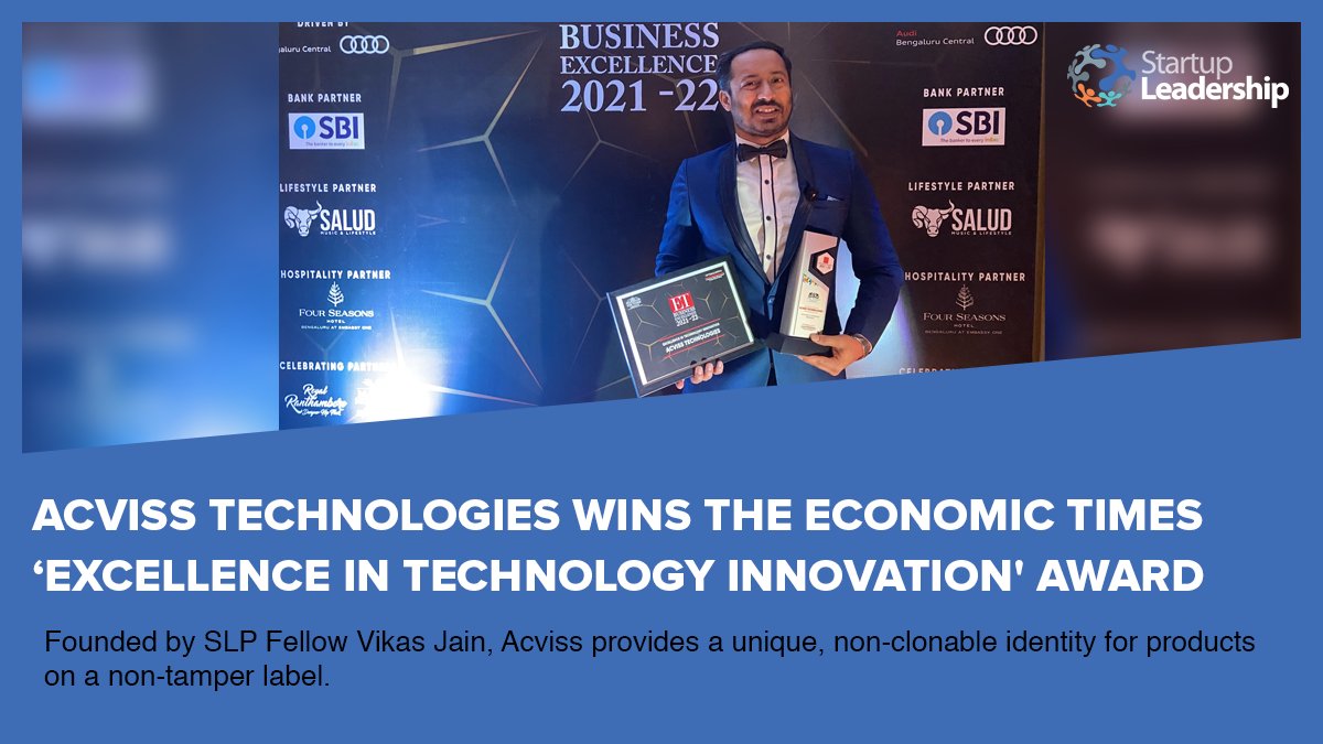 startlead's tweet photo. Founded by SLP Fellow Vikas Jain, @acvissHQ won the ‘Excellence in Technology Innovation' award at @EconomicTimes Business Excellence 2021-22. #Startupleadershipprogram #slp https://t.co/Yk5O66UyHC