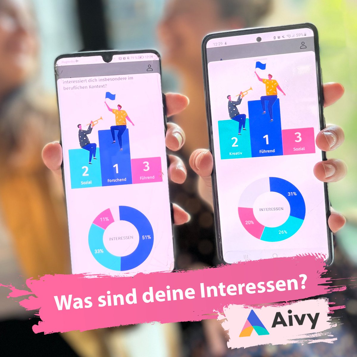 Was sind deine #Interessen? 🔎 

Jasmines Interessen sind: Forschend, Sozial, Führend - perfekt für ihre Rolle als Head of #Data #Science, oder?
Alexandras Interessen sind: Führend, Kreativ, Sozial - ihre Rolle als Head of #Diversity #Management ist dafür wie gemacht!

Jetzt du!