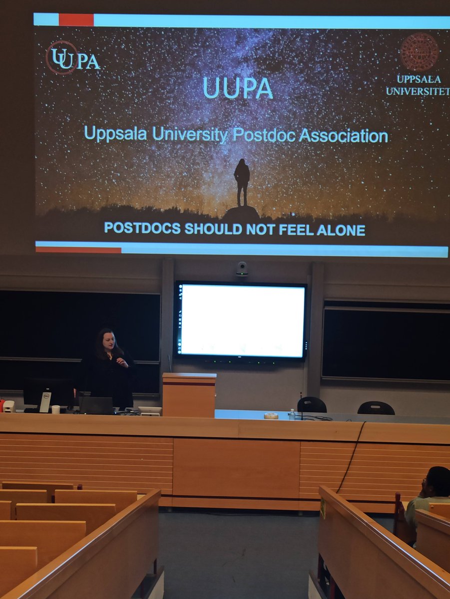 UU_postdocs's tweet photo. Saskia Rughöft (vice-chair of UUPA) is now introducing our @UU_postdocs association. Postdocs should not feel alone! 🤗 #UUPA_Welcome https://t.co/Gp2pf12cqO