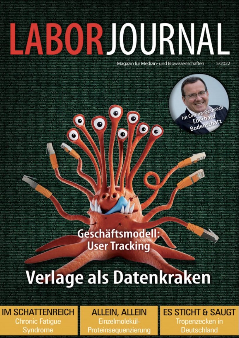 Lab_Journal's tweet photo. Unser neues Heft 5/2022 ist draußen!

Titelthema: „Wissenschaftsverlage als Datenkraken"

Außerdem: #FFP2-#Masken &amp; #Corona; #MECFS; #Allergie-Immuntherapie; #CitizenScience; Chemische #Ökologie; #NextGen-#ProteinSequencing, u.v.m.

Das ganze Heft online:
https://t.co/RBPE6ZD5z2 https://t.co/Pqfi5ajBls